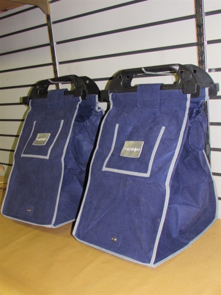 DO YOUR PART FOR THE ENVIRONMENT WITH THESE TWO HANDY CART HELPER REUSABLE SHOPPING BAGS-THEY'RE NEW!