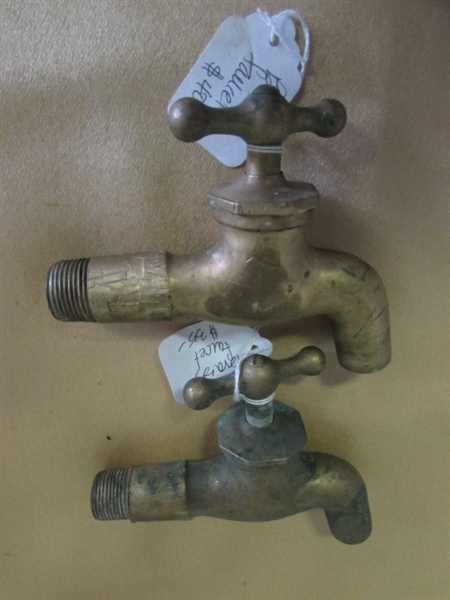 PAIR OF VINTAGE BRASS FAUCETS-WITH ABSOLUTELY BEAUTIFUL PATINA!