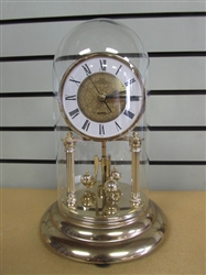 ELEGANT ANNIVERSARY CLOCK-WITH 12" TALL GLASS DOME