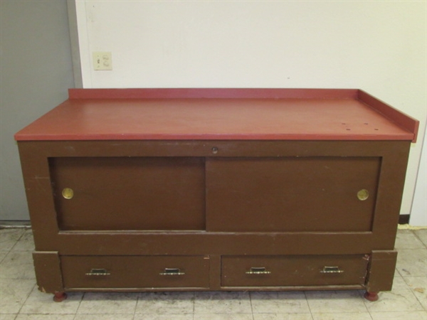 HUGE & SUPER STURDY CABINET WITH WORK SURFACE & LOTS OF DRAWERS