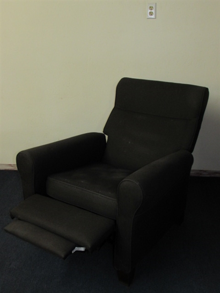 ATTRACTIVE CHARCOAL COLORED RECLINING ARM CHAIR