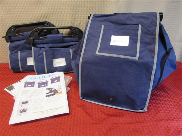 SET OF THREE NEW CART HELPER SHOPPING BAGS WITH COMFORTABLE HANDLE