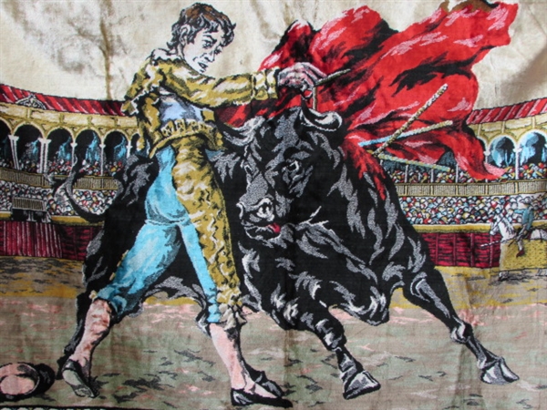 LARGE & COLORFUL VINTAGE MATADOR TAPESTRY