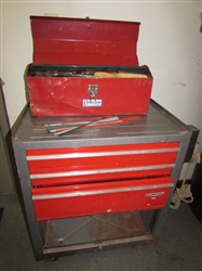 CRAFTSMAN TOOL CHEST ON WHEELS, LOTS OF ROOM FOR YOUR TOOLS PLUS ALL AMERICAN TOOL BOX WITH TOOLS