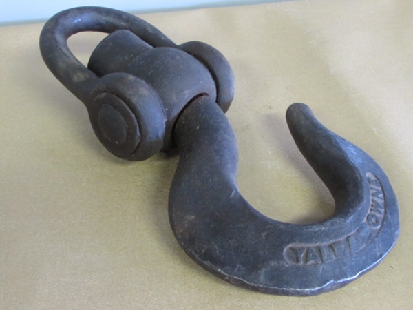 AWESOME, LARGE HEAVY DUTY, VINTAGE METAL YALE & TOWNE HOOK!