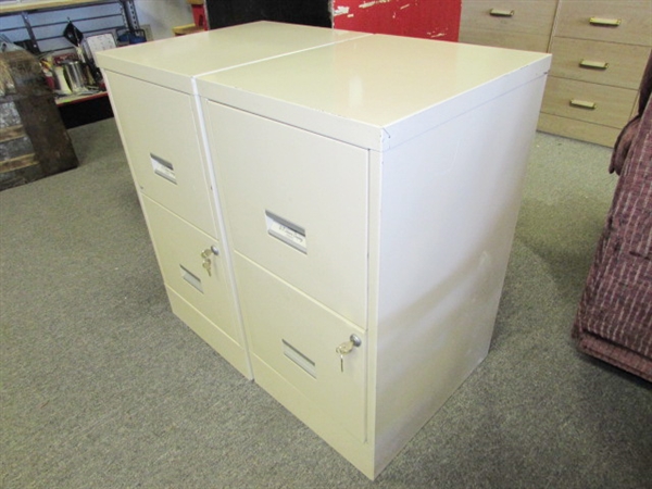 TWO NICE W.P. JOHNSON CO. METAL 2 DRAWER FILE CABINETS-THEY LOCK & WE HAVE THE KEYS!