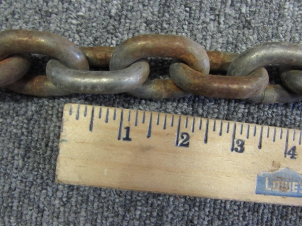 CHAIN! TWO LENGTHS WITH HOOKS, OVER 15'