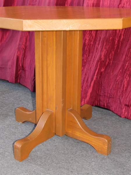 CUTE OCTAGON SIDE TABLE WITH PEDESTAL BASE
