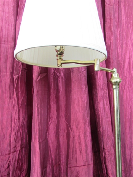 NICE POLISHED BRASS FLOOR LAMP WITH SWING ARM