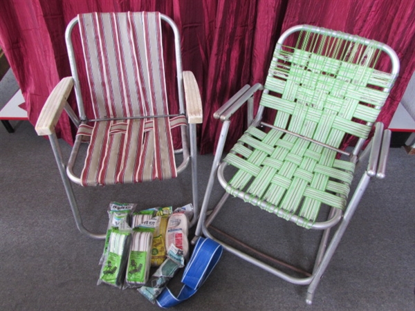 Lot Detail - VINTAGE ALUMINUM FOLDING LAWN CHAIR & ROCKING CHAIRS WITH