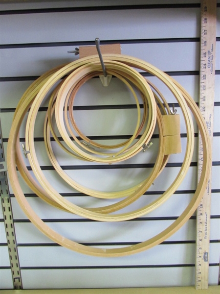 NICE WOODEN EMBROIDERY & QUILTING HOOPS-EIGHT SETS IN RANGE OF SIZES