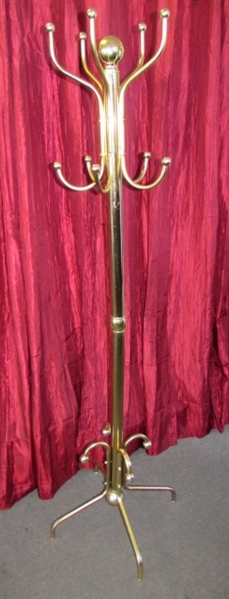 HANG YOUR HAT & COAT ATTRACTIVE POLISHED BRASS FINISH COAT RACK