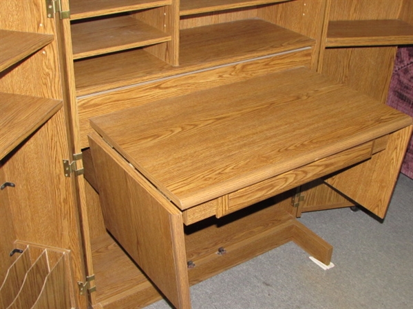 AWESOME HIDE-A-DESK! IT LOOKS LIKE A CUPBOARD BUT IT OPENS & TURNS INTO A DESK!