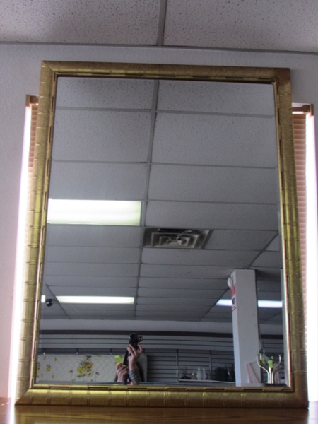 WOW! EYECATCHING GOLD FRAMED MIRROR WITH BEVELLED EDGE - IT'S BIG!