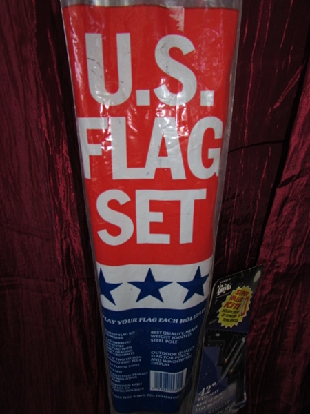 FLY HIGH WITH THIS AMERICAN FLAG KIT COMPLETE WITH POLE & EAGLE FINIAL GARDEN FLAG & STEALTH BOMBER KITE