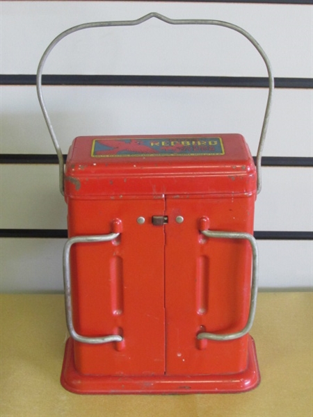 COLLECTIBLE DELTA RED BIRD ELECTRIC LANTERN FROM THE 1930'S & VINTAGE ECONOMY ELECTRIC LANTERN