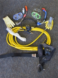 SNORKELING GEAR-TWO TOMMY D SPORTS REGULATORS, AIR HOSE, MASKS WITH MOUTH PIECES & MORE