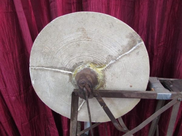 PRIMITIVE GRINDING WHEEL WITH PEDAL STAND