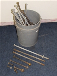 BUCKET O NUTS & BOLTS - VARIOUS HEX & SQUARE HEAD BOLTS, SOME VERY LARGE