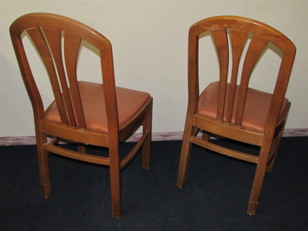 TWO WELL MADE, VINTAGE SIDE CHAIRS WITH UPHOLSTERED SEATS