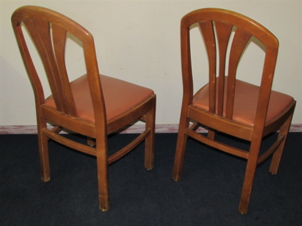 TWO WELL MADE, VINTAGE SOLID MAPLE SIDE CHAIRS WITH UPHOLSTERED SEATS #2