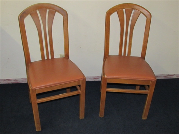 TWO WELL MADE, VINTAGE SOLID MAPLE SIDE CHAIRS WITH UPHOLSTERED SEATS #3