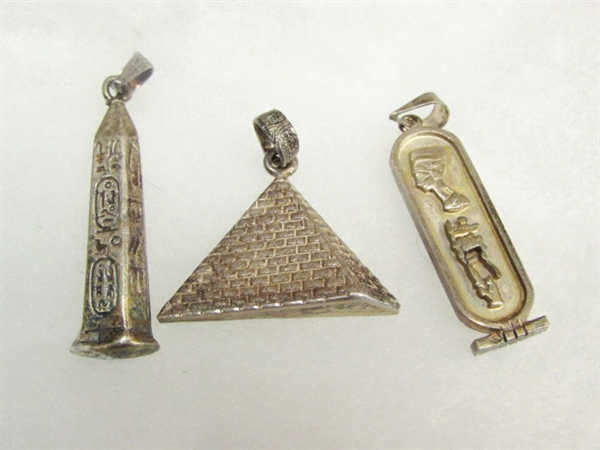 THREE SILVER EGYPTIAN PENDANTS THAT LOOK GREAT TOGETHER OR SEPARATE