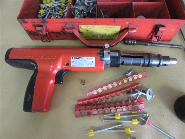 HILTI FASTENING SYSTEM IN METAL CASE - GUN, FASTENERS, CHARGES & MORE!