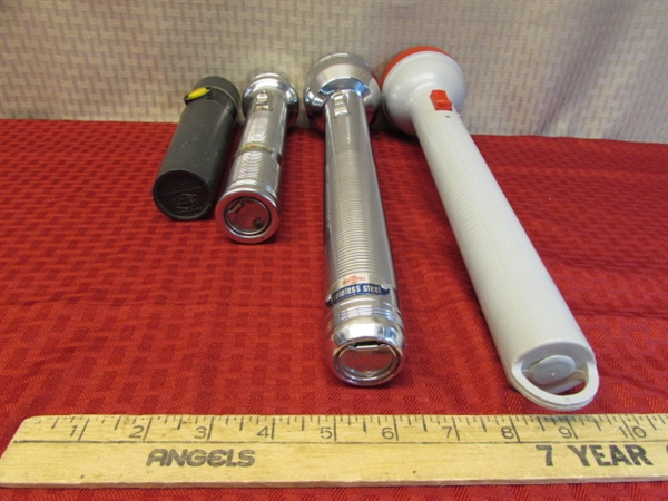 LIGHT UP YOUR LIFE! FOUR FLASHLIGHTS - OF VARIOUS SIZES