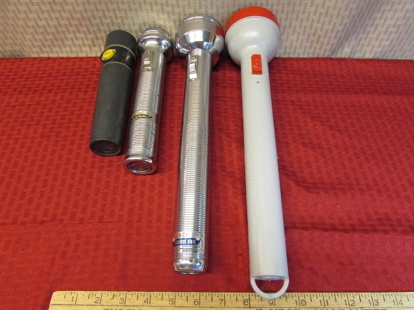 LIGHT UP YOUR LIFE! FOUR FLASHLIGHTS - OF VARIOUS SIZES