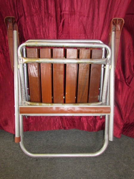 RETRO ALUMINUM LAWN CHAIR WITH REDWOOD SLAT SEAT & BACKREST #2