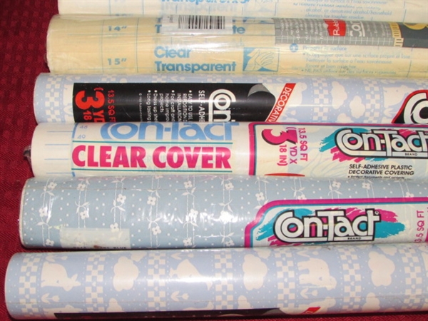 LINE YOUR DRAWERS & CUPBOARDS-FIVE FULL ROLLS OF CONTACT PAPER & 6 PARTIALS