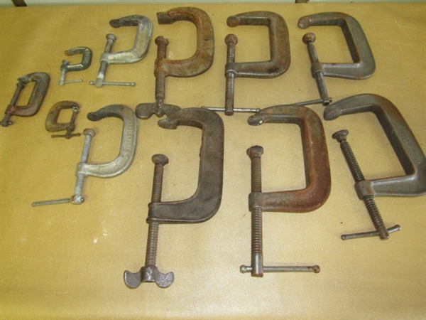 ELEVEN C CLAMPS - 5 PAIRS PLUS ONE.
