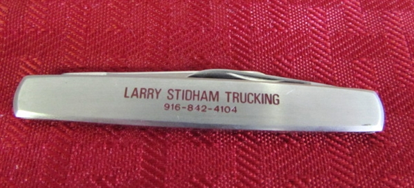 YREKA HISTORY! LARRY STIDHAM TRUCKING 2 BLADE POCKET KNIFE IN GREAT CONDITION