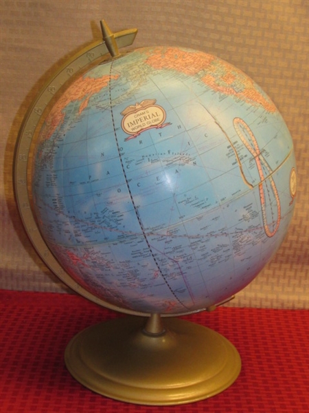 VINTAGE CRAM'S IMPERIAL WORLD GLOBE ON STAND