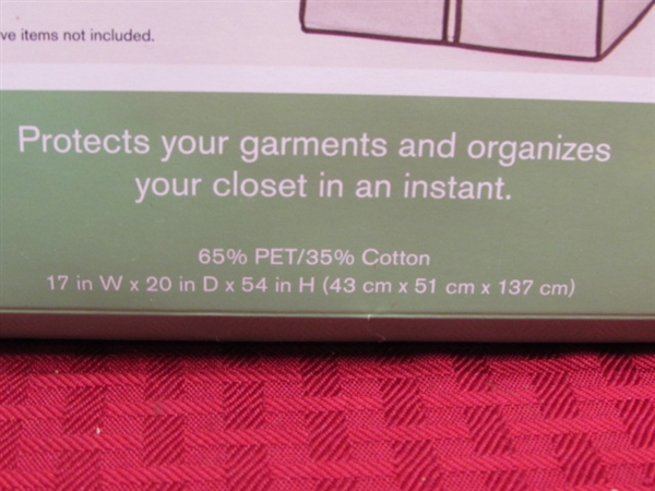 NEW HANGING WARDROBE-PROTECTS GARMENTS & KEEPS YOUR CLOSET ORGANIZED!