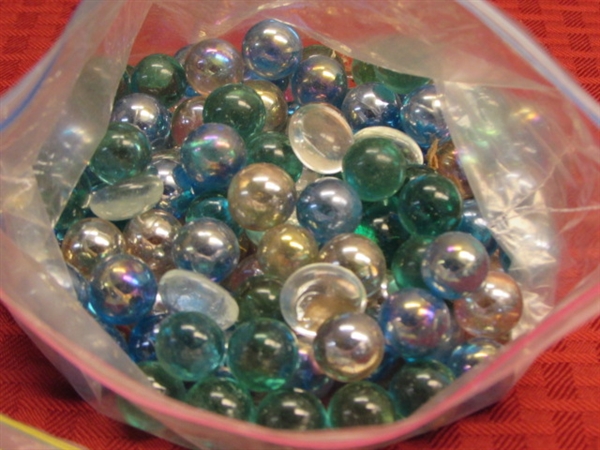 OODLES OF GLASS MARBLES & HALF MARBLES, GLASS STARS, RIVER ROCKS & MORE!