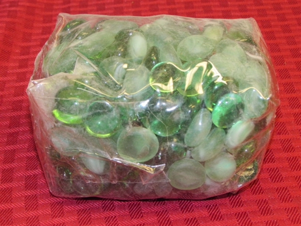 OODLES OF GLASS MARBLES & HALF MARBLES, GLASS STARS, RIVER ROCKS & MORE!