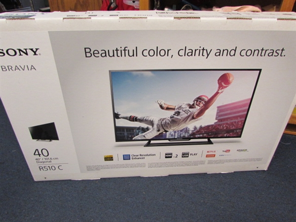 SONY BRAVIA FLAT SCREEN LED-HD TV -- 40 SCREEN WITH REMOTE