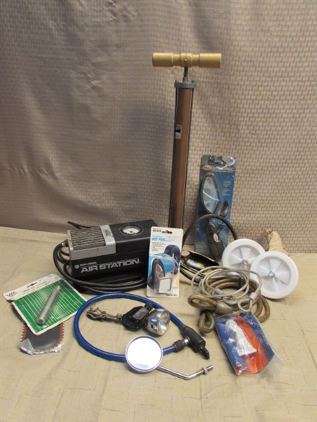 WE'RE GONNA PUMP YOU UP! B&D ELECTRIC AIR STATION, VINTAGE METAL GOLDEN ROD BICYCLE PUMP  & MORE
