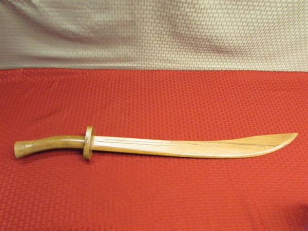 HAND CRAFTED WOODEN DECORATIVE SWORD