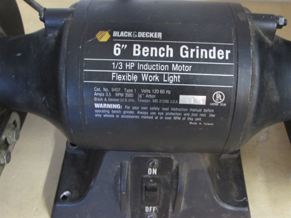NICE BLACK & DECKER 6 BENCH GRINDER WITH FLEXIBLE WORK LIGHT