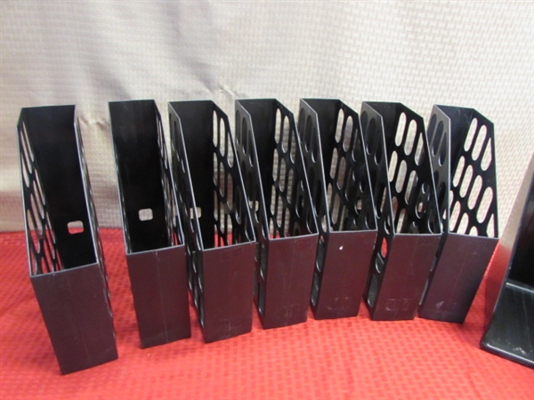 NINE PLASTIC ORGANIZERS GREAT FOR MAGAZINES, CATALOGS OR PAPERS!