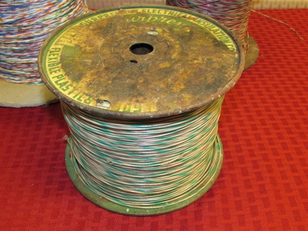 THREE SPOOLS OF TELEPHONE WIRE-GREAT FOR CRAFTING ETC.