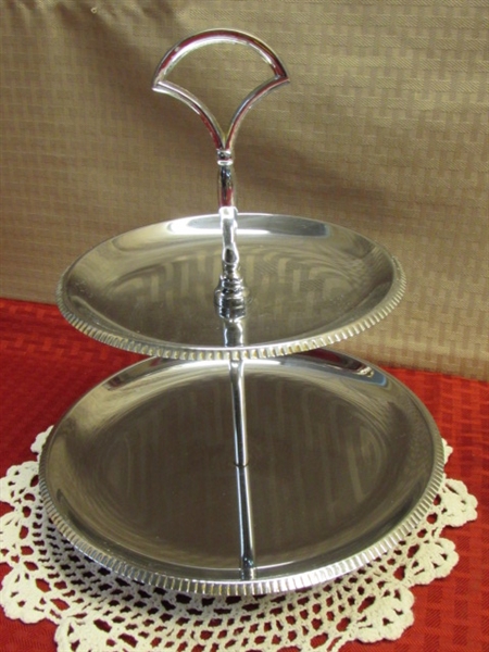 ELEGANT PRESSED GLASS DISHES FOR YOUR NEXT GARDEN PARTY OR SHOWER & TWO TIER LAZY SUSAN BONBON PLATE