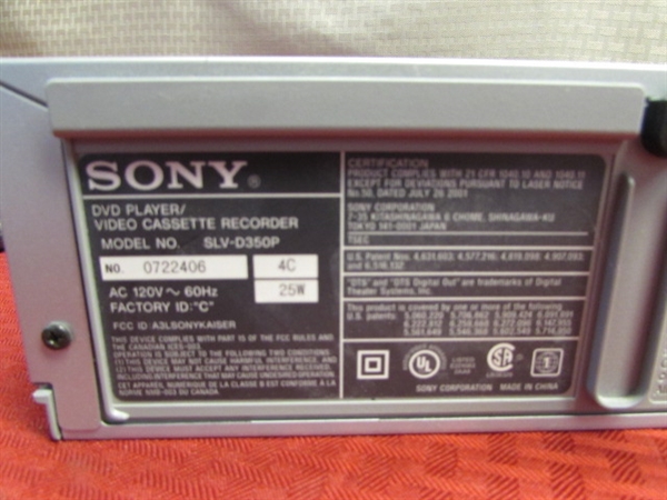 SONY DVD/VIDEO CASSETTE PLAYER WITH REMOTES