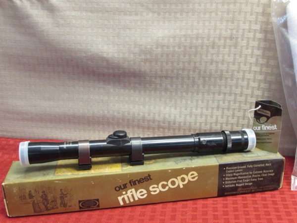 ATTENTION HUNTERS!  WESTERN FIELD RIFLE SCOPE, ASSORTED AMMO, BIG GAME BAGS & MORE