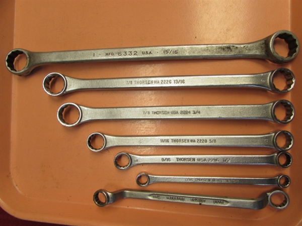 OPEN END, BOX END & FLEX HEAD SOCKET WRENCHES -- 16 TOTAL, INCLUDES US MADE