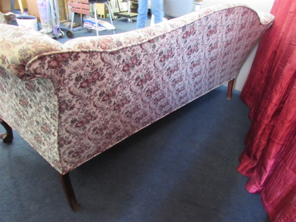 ELEGANT ANTIQUE SOFA WITH CARVED BALL & CLAW FEET