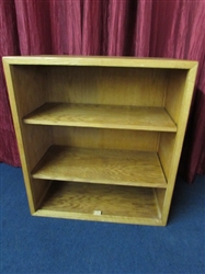 OAK INSERT WITH TWO SHELVES FITS INSIDE SHELVING UNITS IN PREVIOUS LOTS